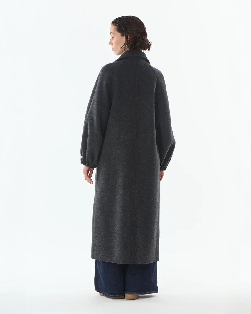 Oversized Long Cashmere/Wool Coat - Anthracite