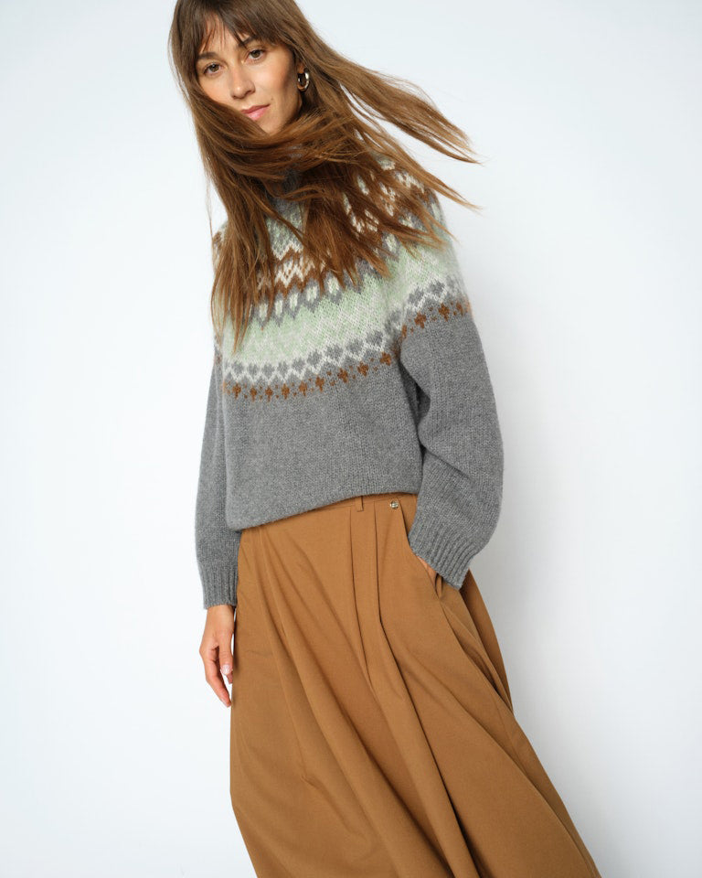 Daya Fjord Highneck Knit - Thunderstorm