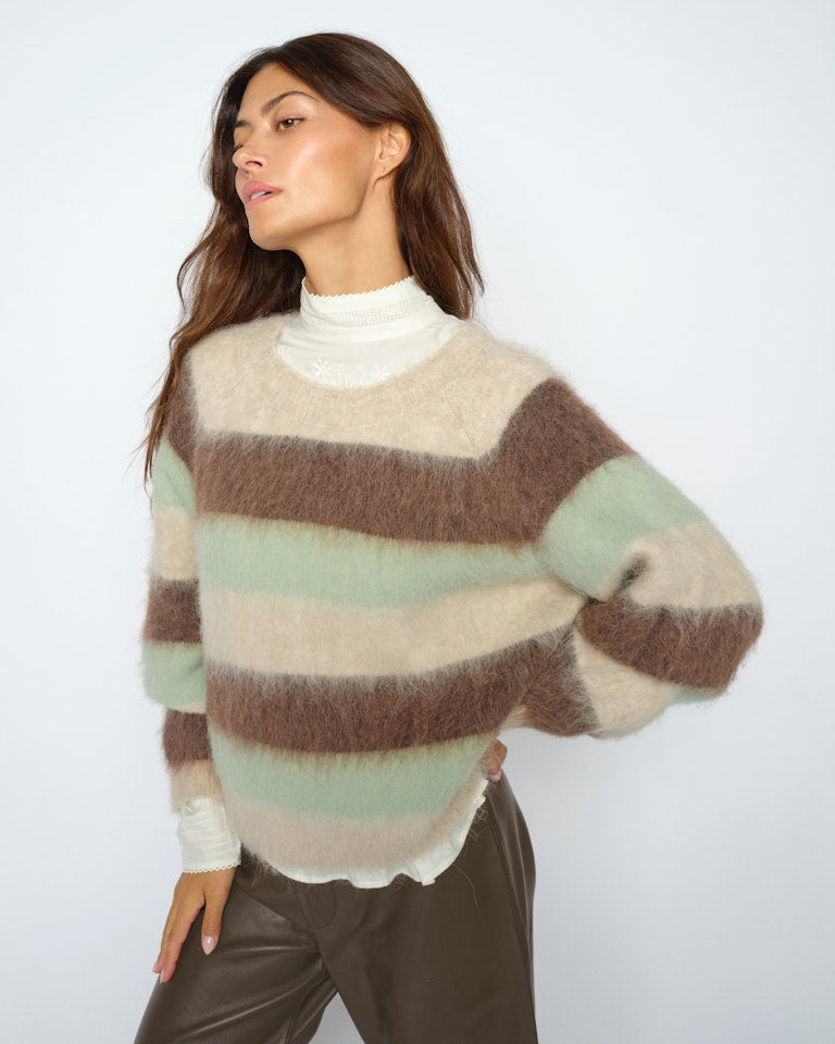 Suvi Stripe Knit - Frosty Green