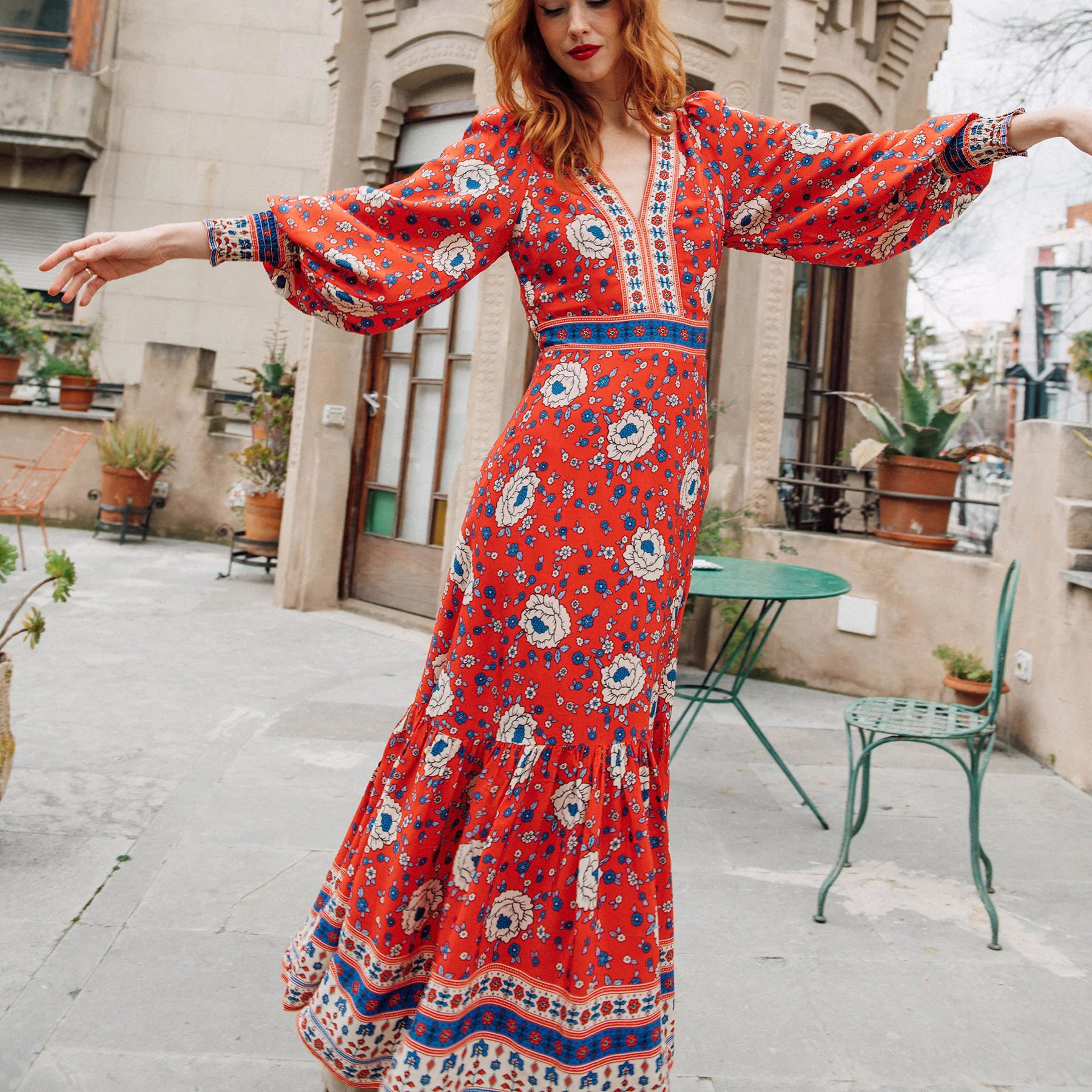 Maggie Maxi Dress - Red Print
