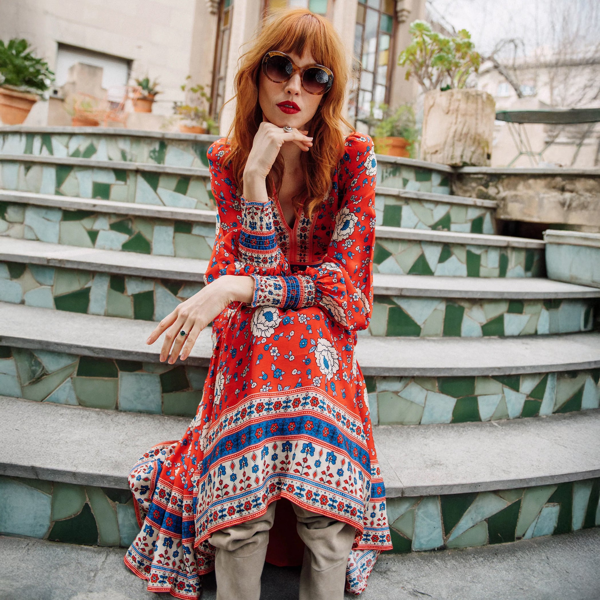 Maggie Maxi Dress - Red Print