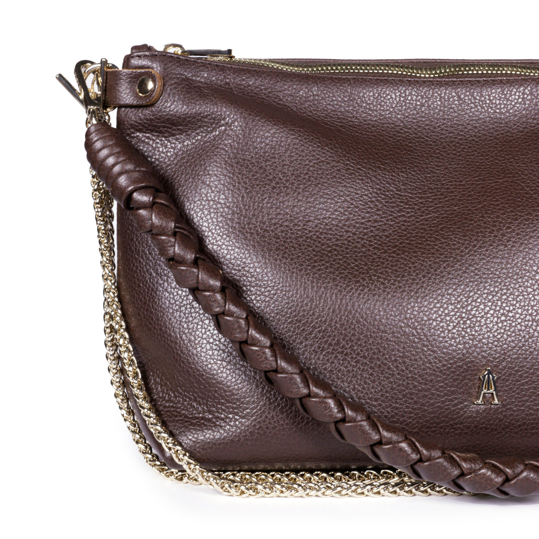 Mallow Twist Calf Leather Bag - Graine Espresso