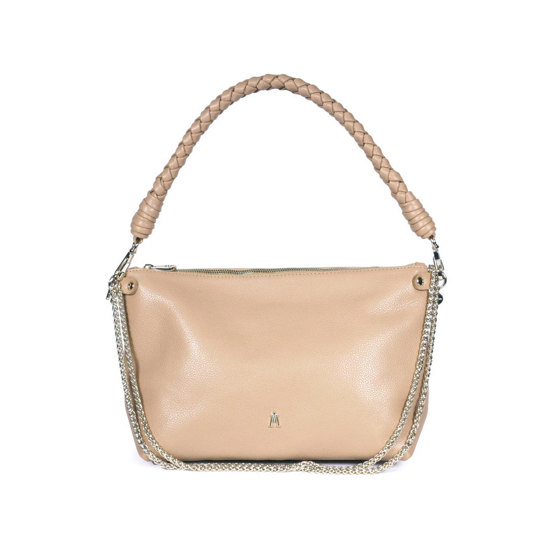 Mallow Twist Calf Leather Bag - Graine Mousse