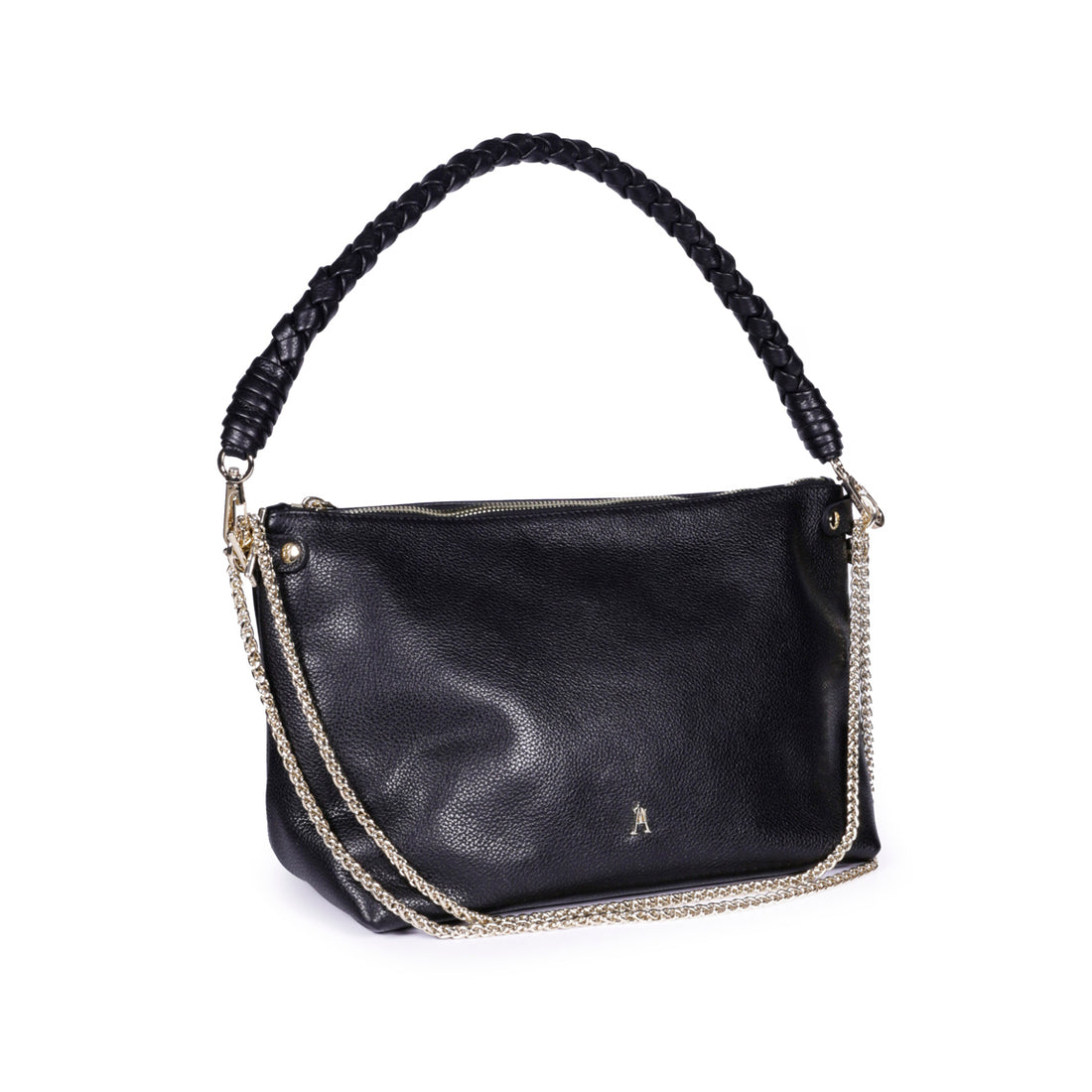 Mallow Twist Calf Leather Bag - Graine Noir