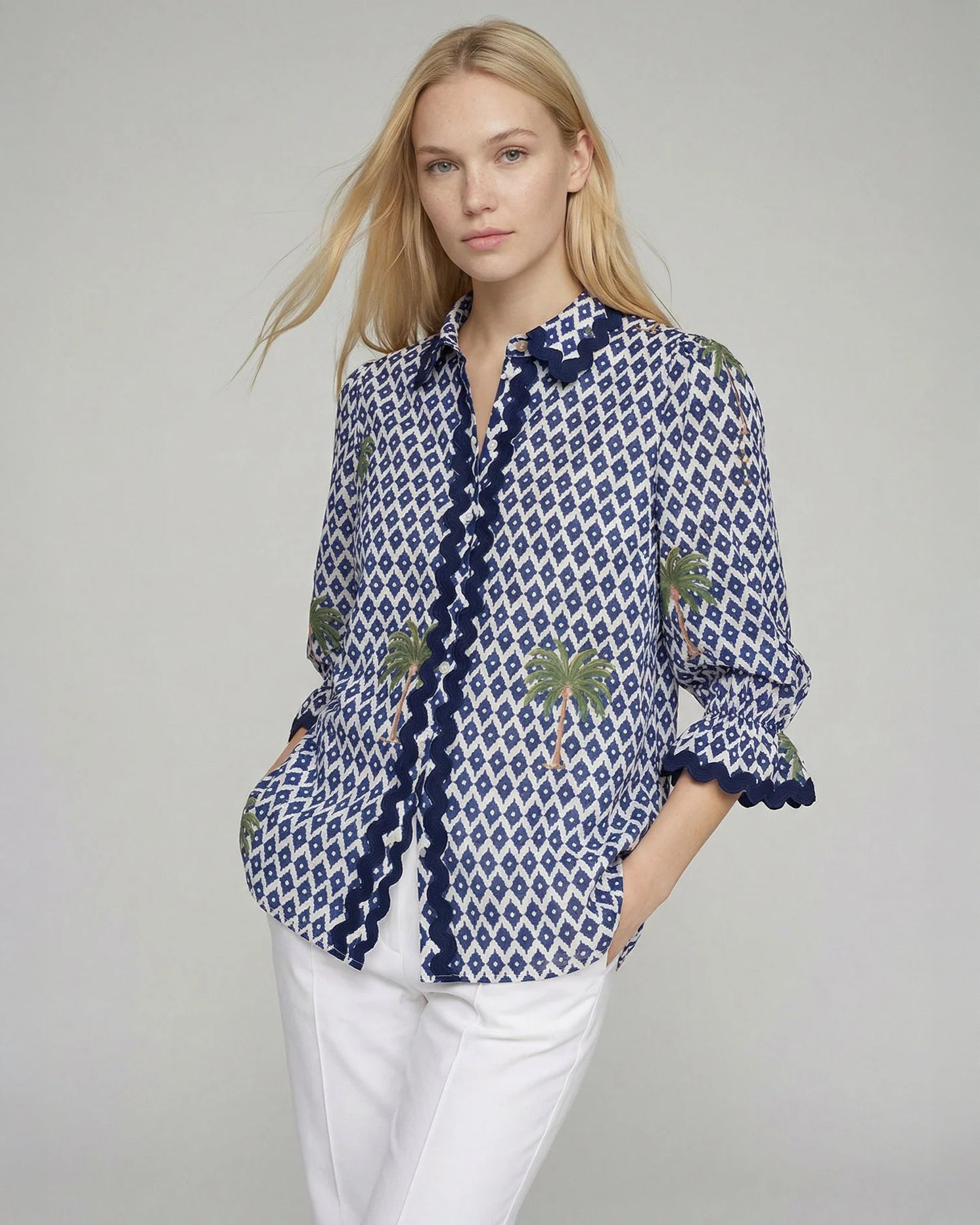 Manga Ric Rac Shirt - Navy