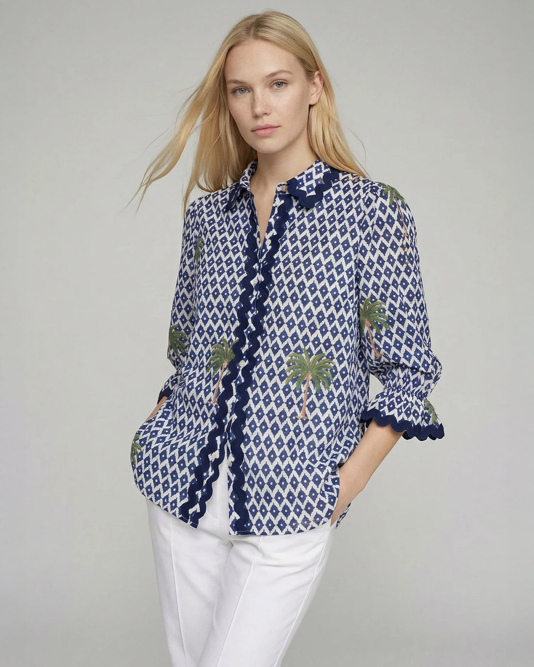 Manga Ric Rac Shirt - Navy