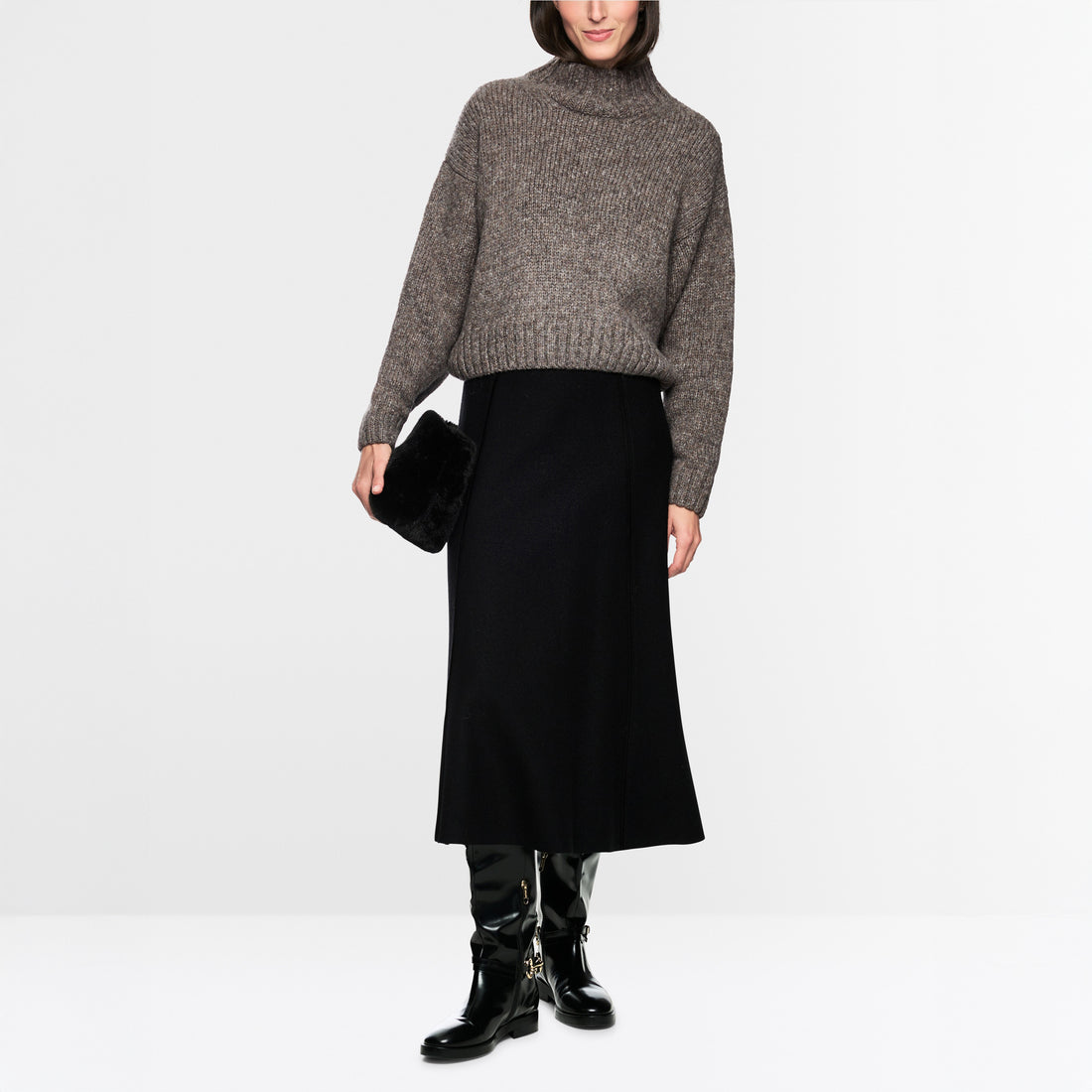 Marl Knit Turtle Neck - Soft Charcoal