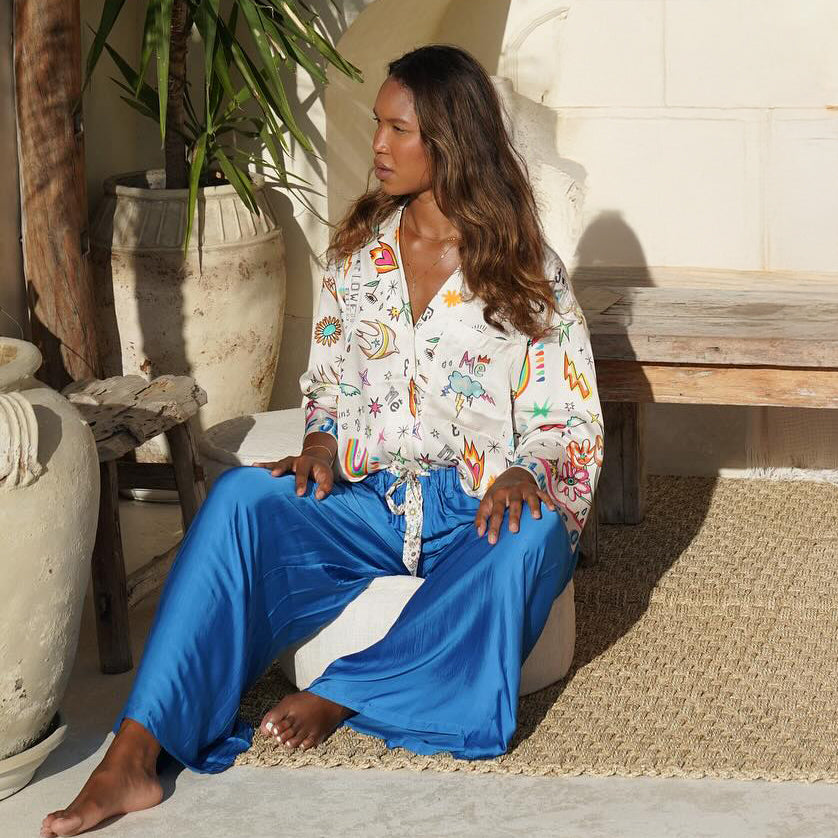 Annie Wide Leg Pants - Blue
