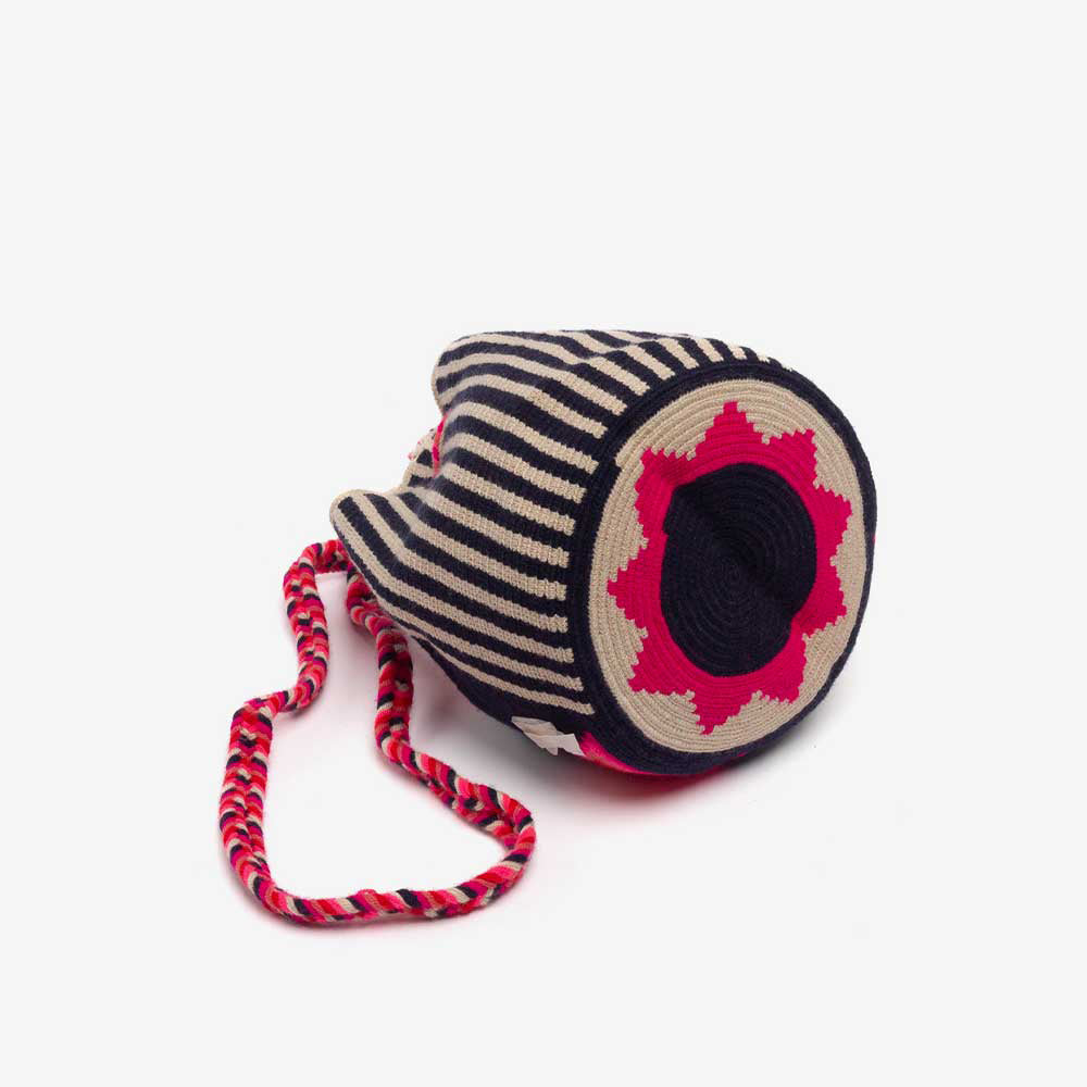 Medium Rope Strap Jay Bag - Navy Blue Fuchsia