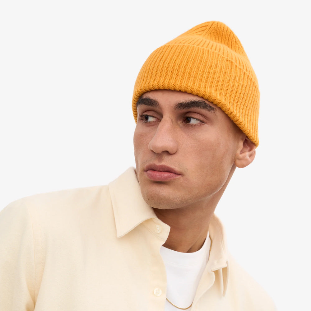 Merino Wool Beanie - Burned Yellow