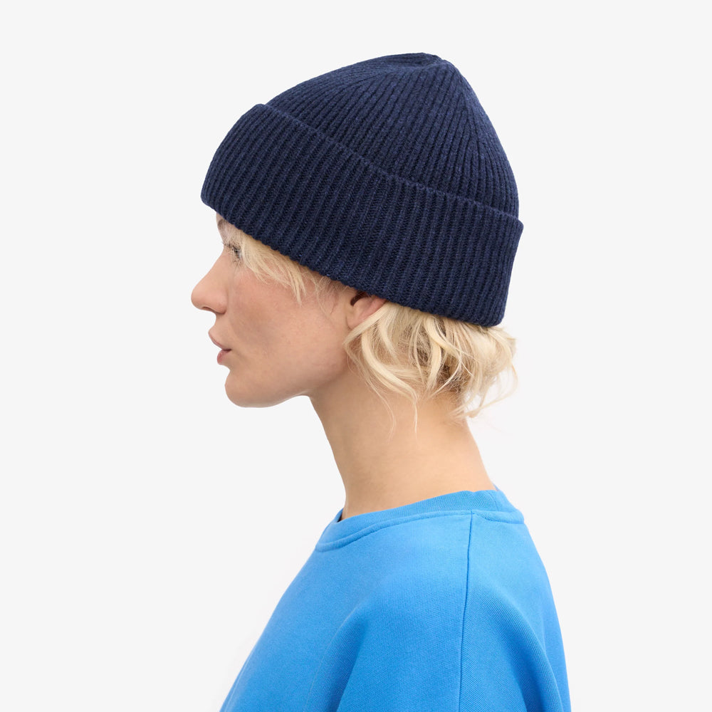 Merino Wool Beanie - Marine Blue