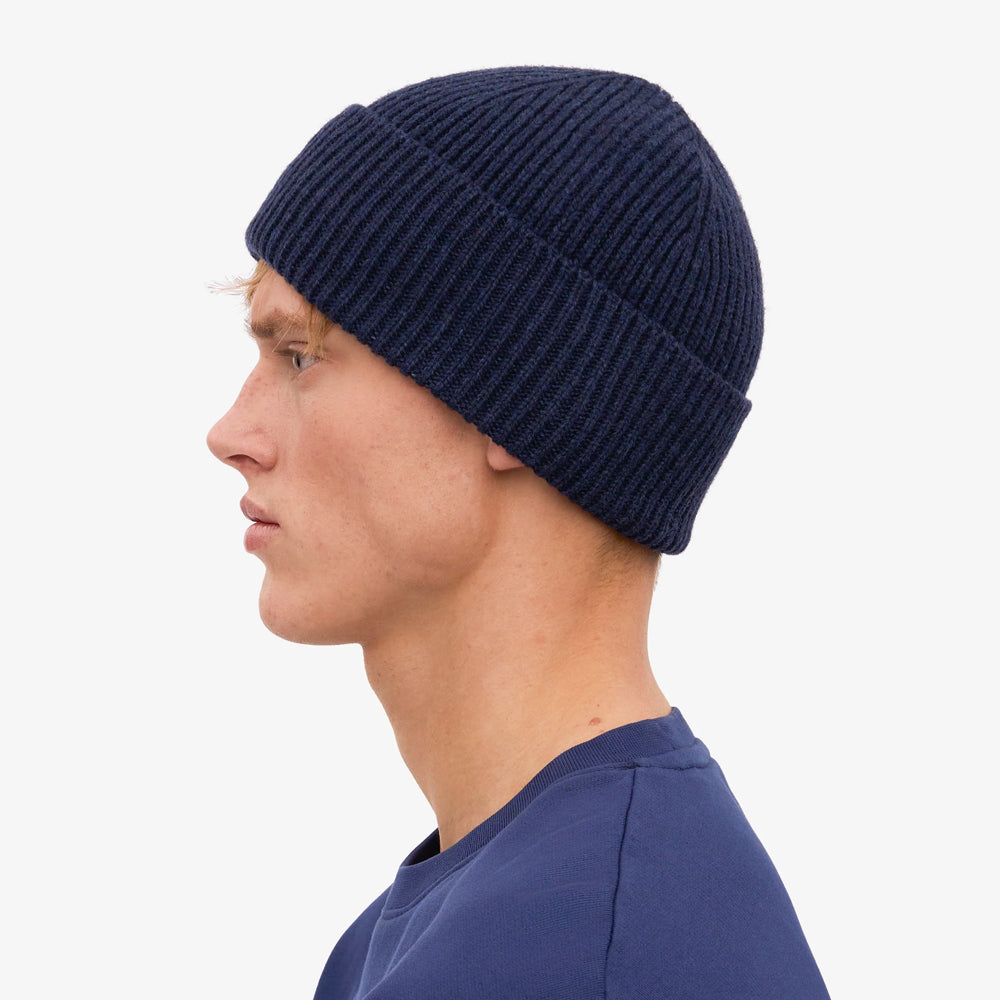 Merino Wool Beanie - Marine Blue
