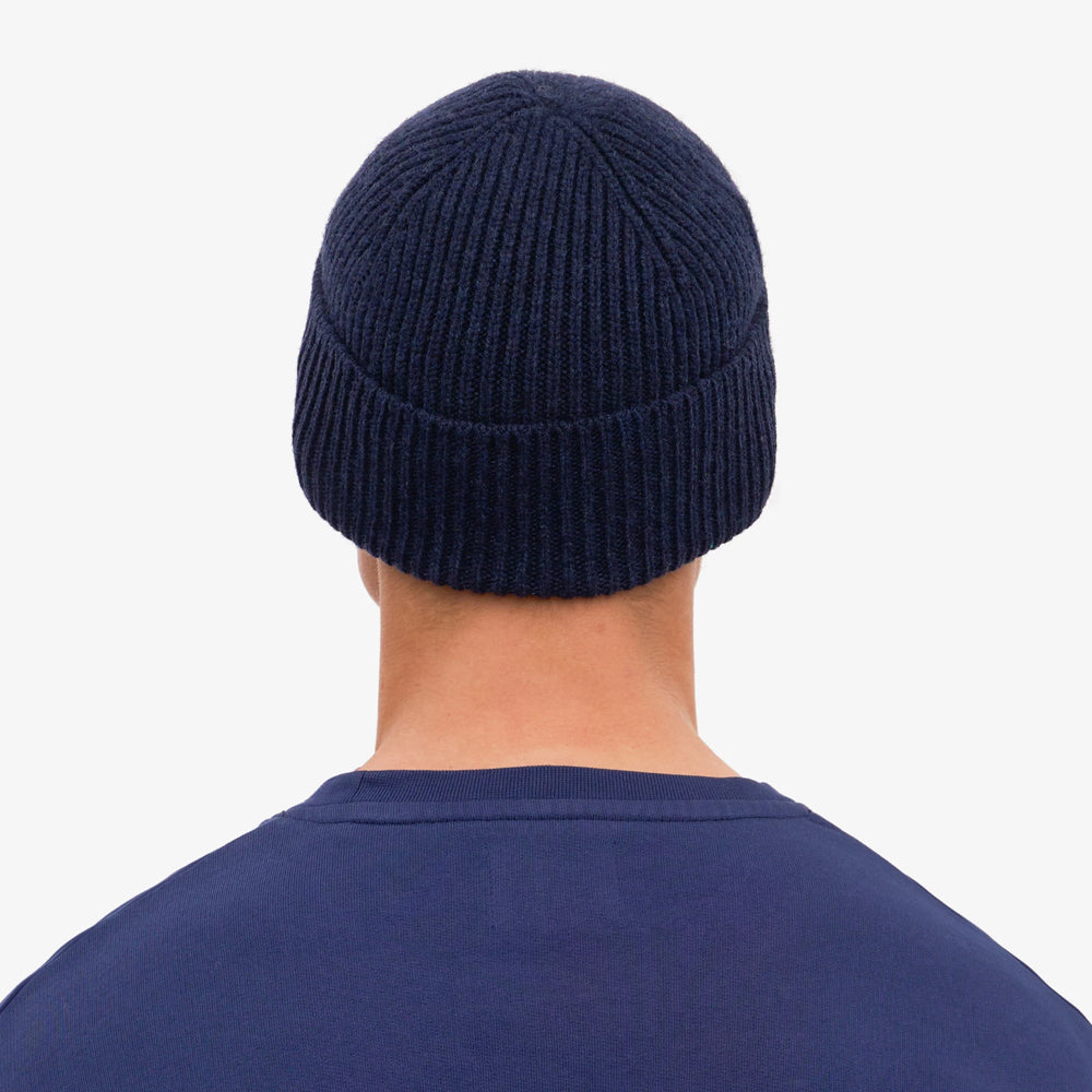 Merino Wool Beanie - Marine Blue
