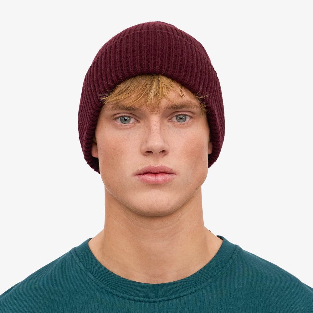 Merino Wool Beanie - Oxblood Red