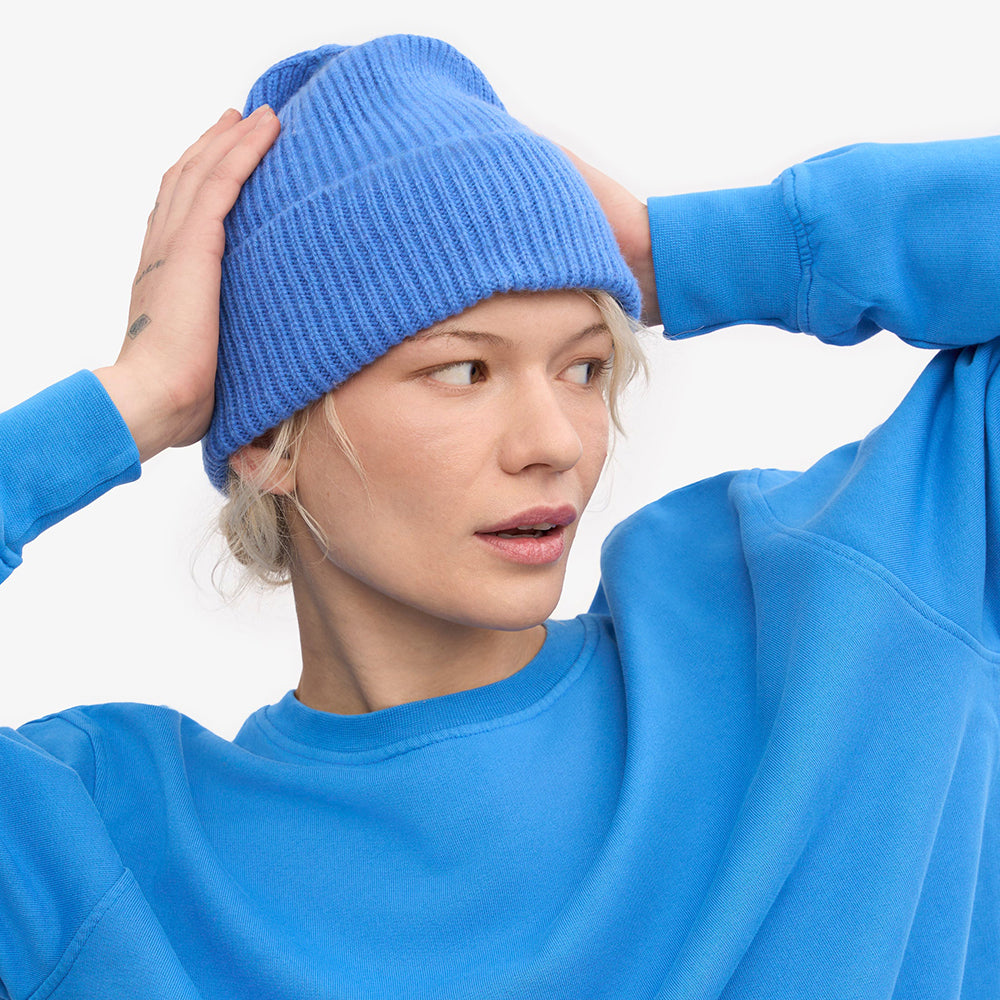 Merino Wool Beanie - Pacific Blue