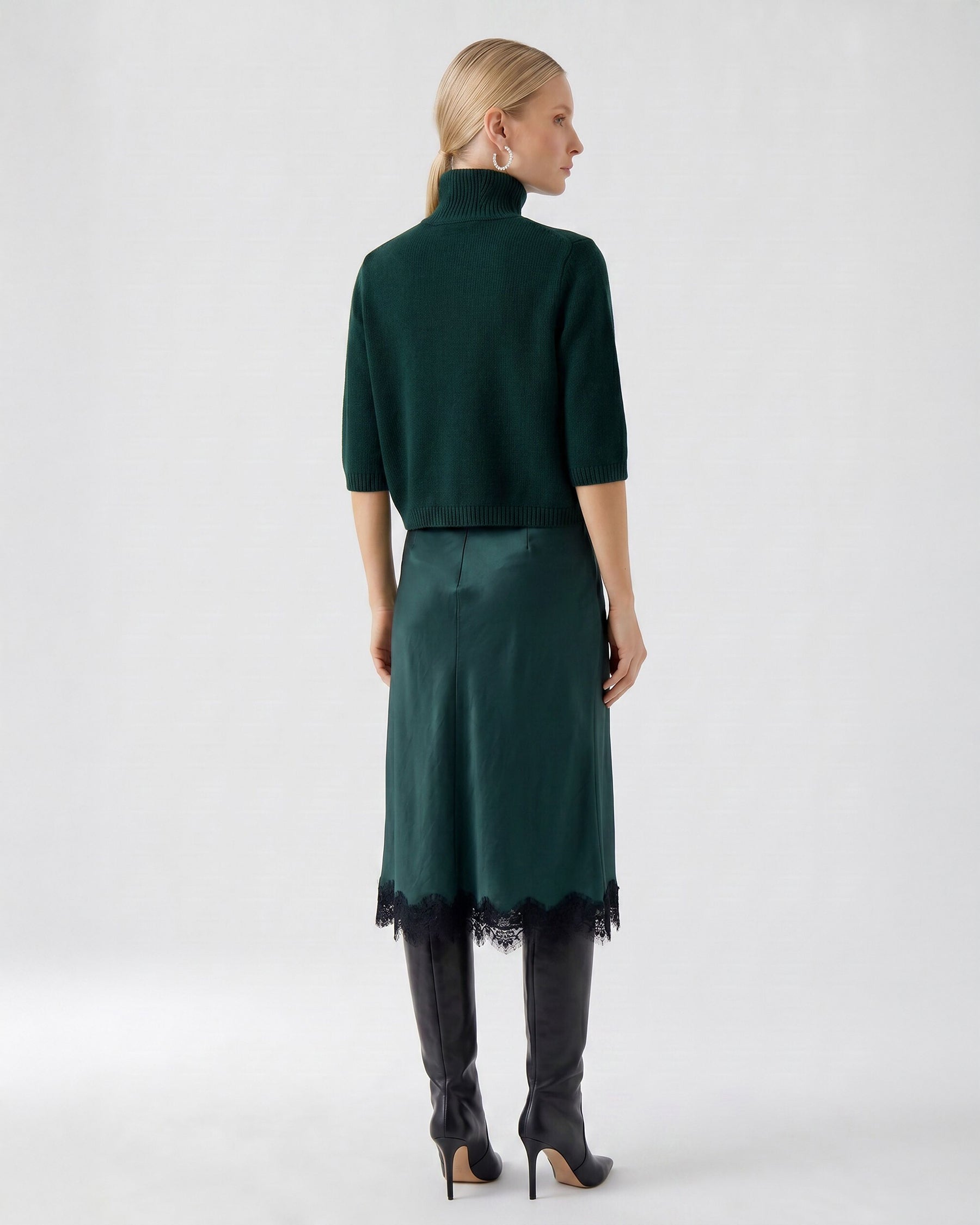 Mid Sleeve Roll Neck - Scarab Green
