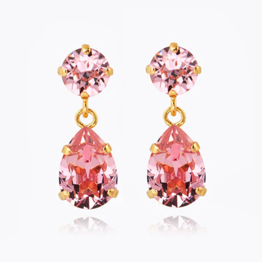 Mini Drop Earrings Gold - Light Rose