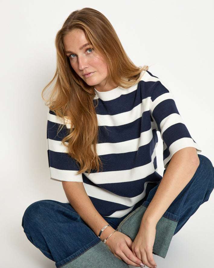 Lupi Knit T-Shirt - Sky Captain Stripe