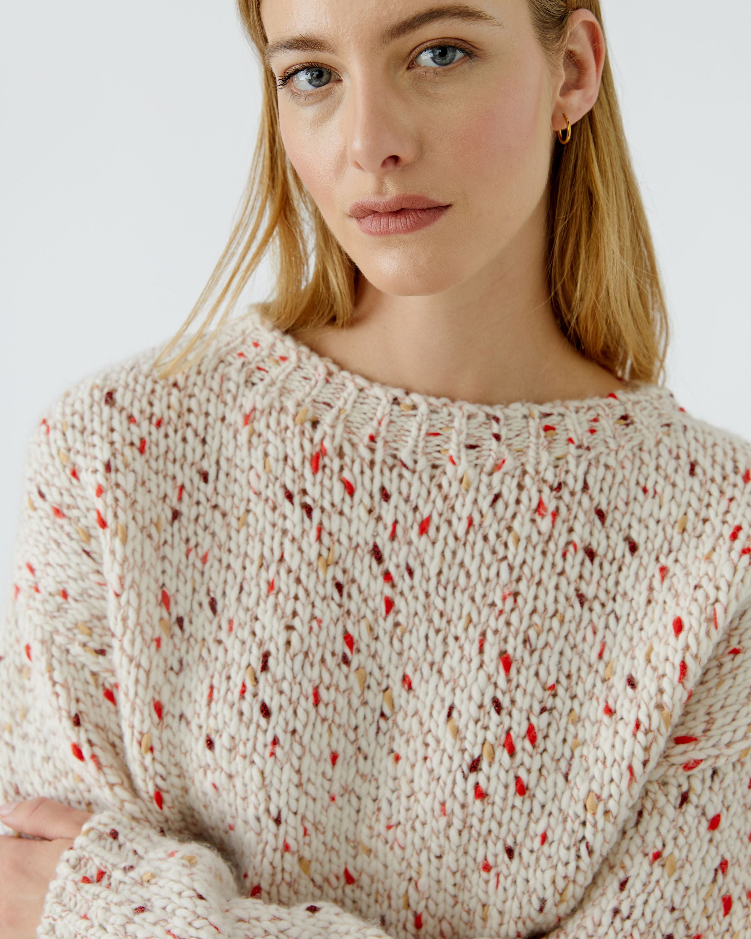Multicoloured Fleck Knit Jumper - White Yellow