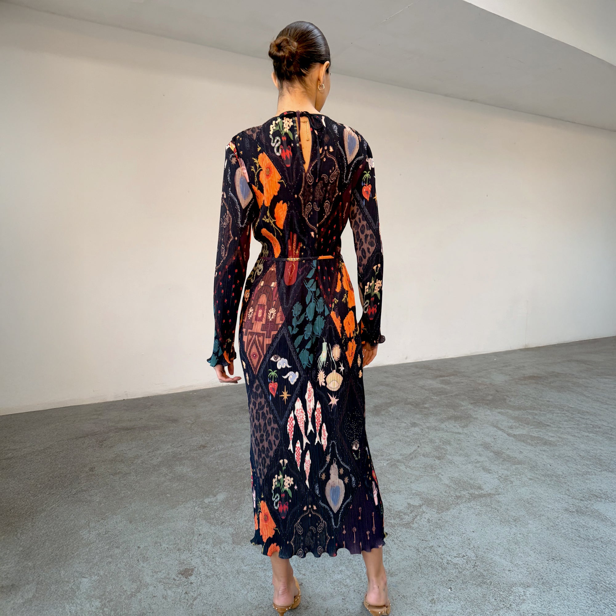 Night Garden Gaia Plisse Dress - Black