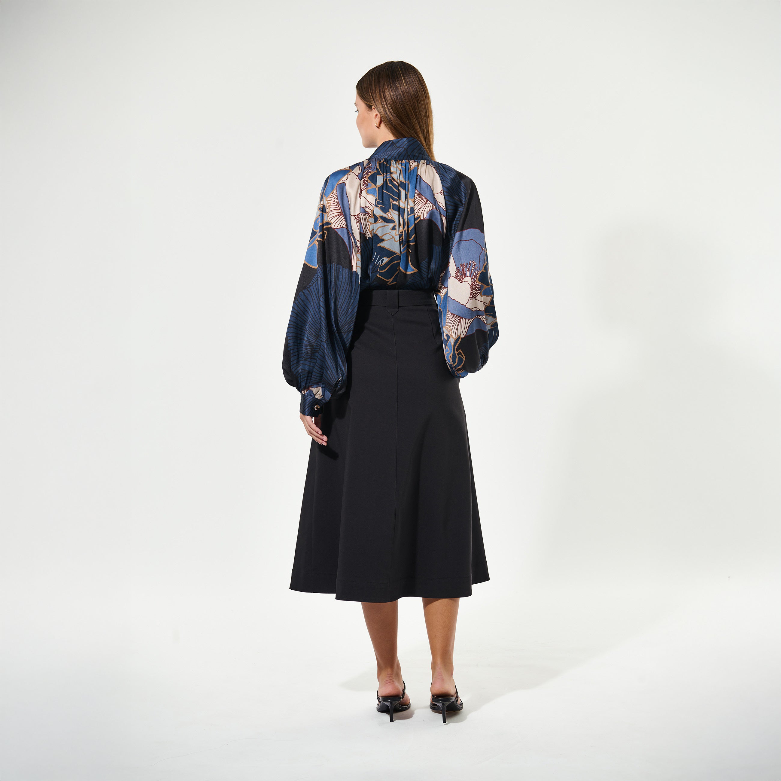 Nita Blouse With Stand Collar - Alepidia Blue