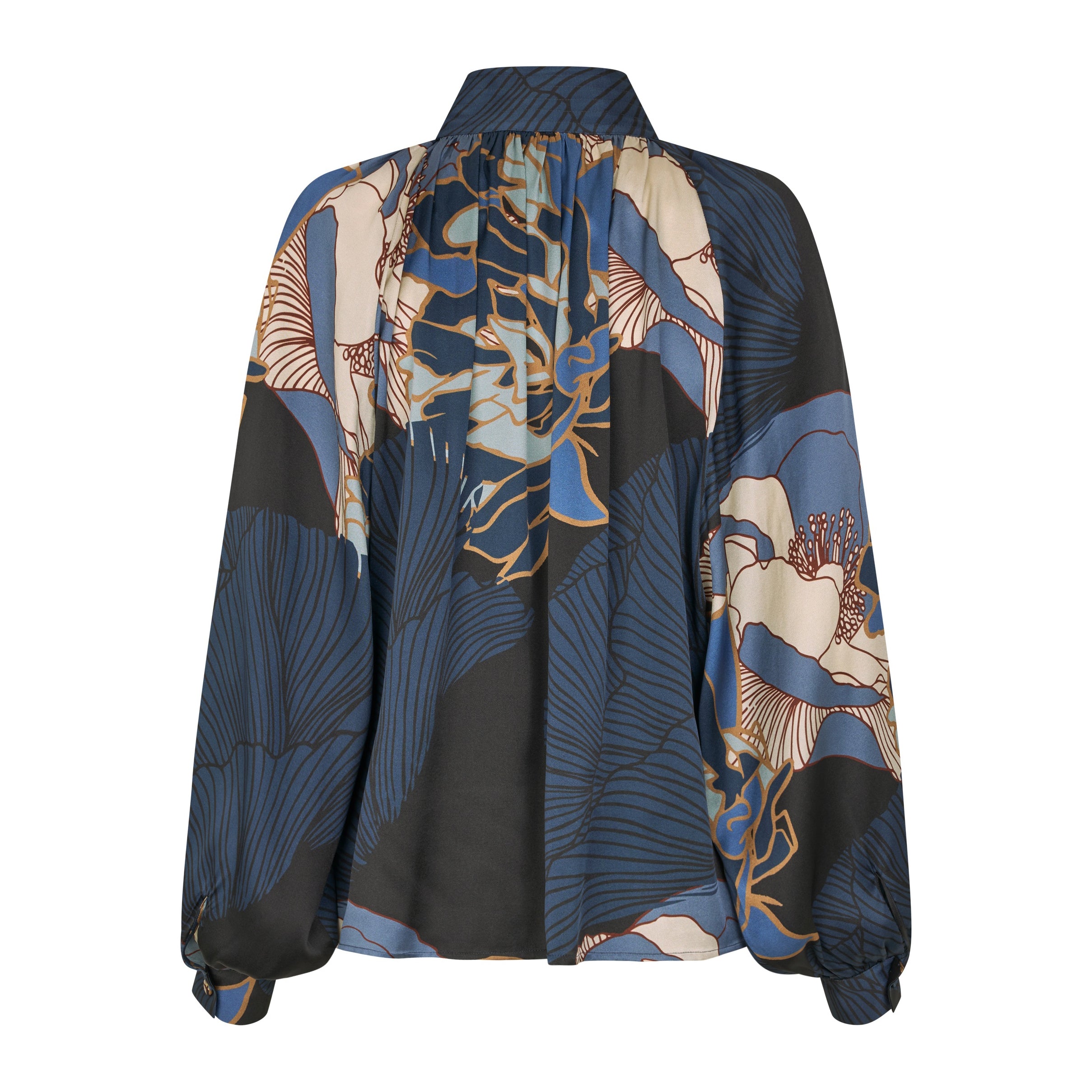 Nita Blouse With Stand Collar - Alepidia Blue