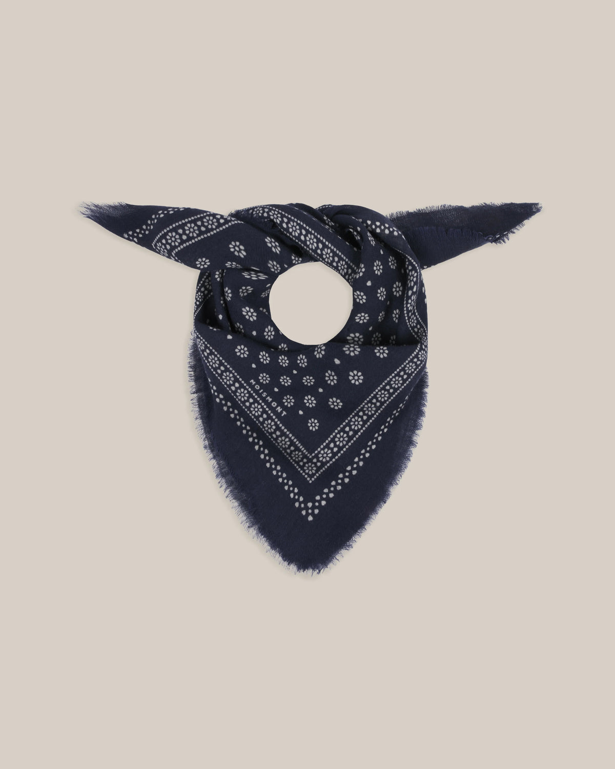 No.676 100% Wool Bandana Print Scarf - Magic Blue