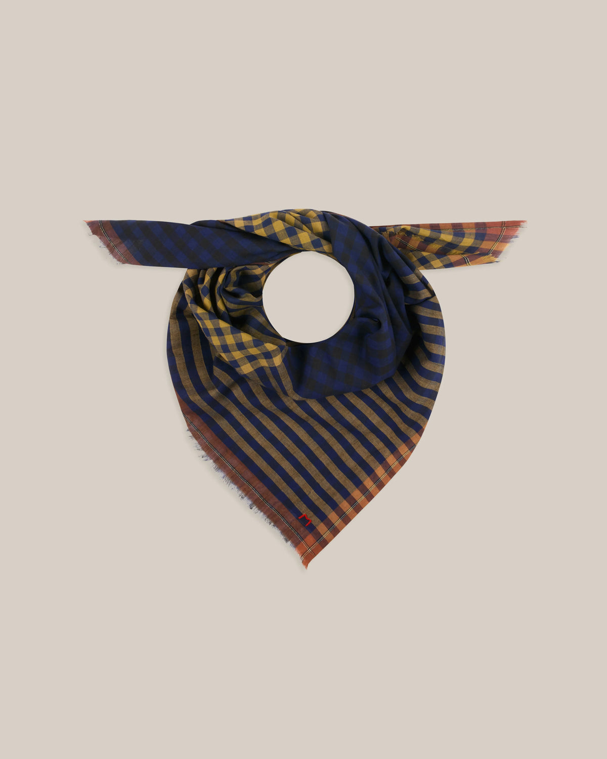 No.821 Gingham Scarf - Magic Blue - Navy