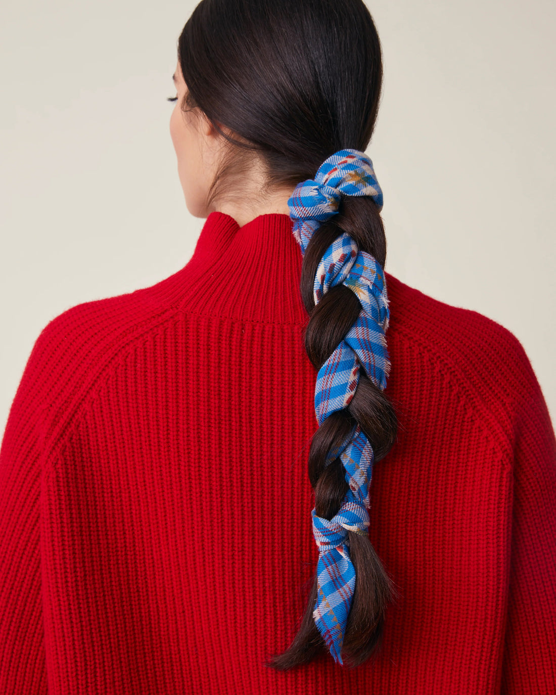 No.849 100% Wool Large Gingham Scarf - Circus - Blue