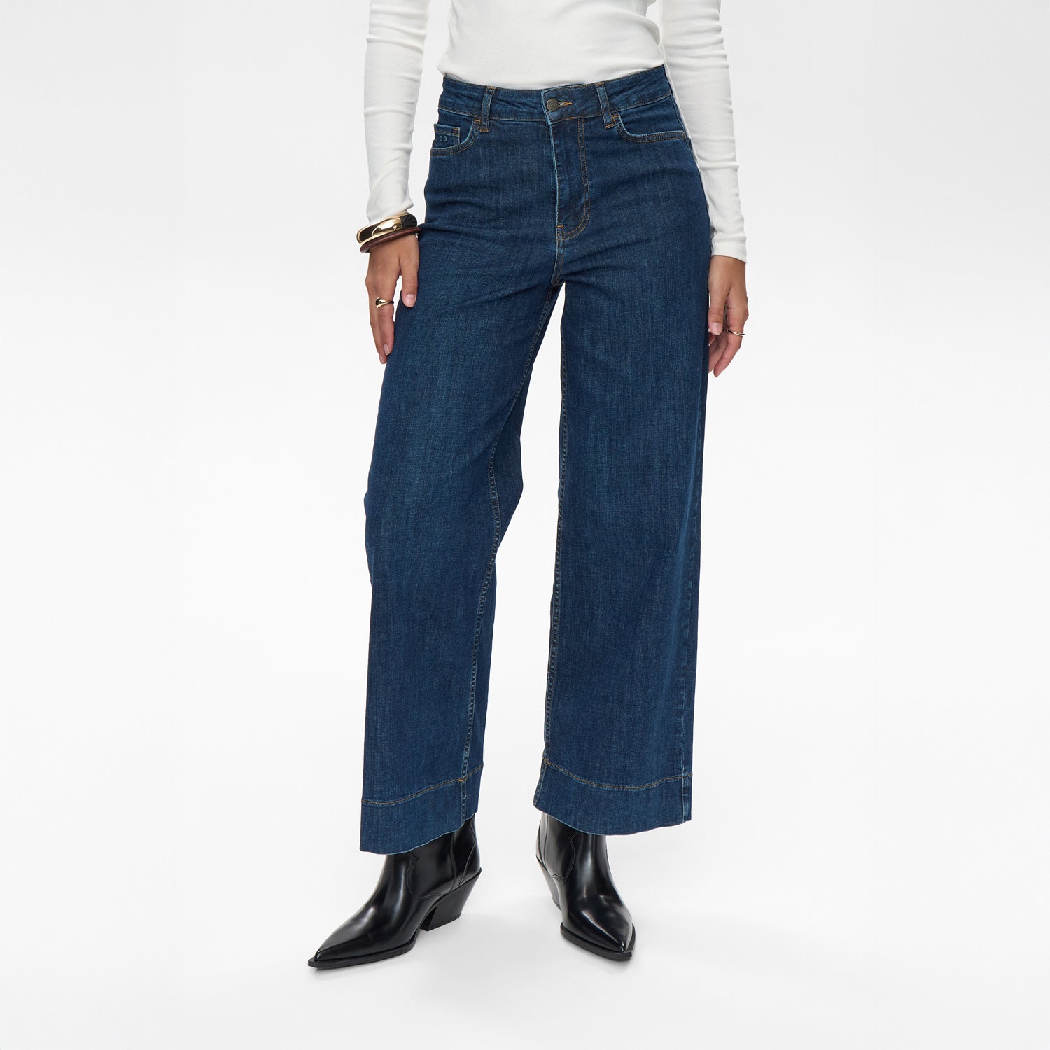Nuparis Cropped Jeans - Dark Blue - Dark Blue Denim
