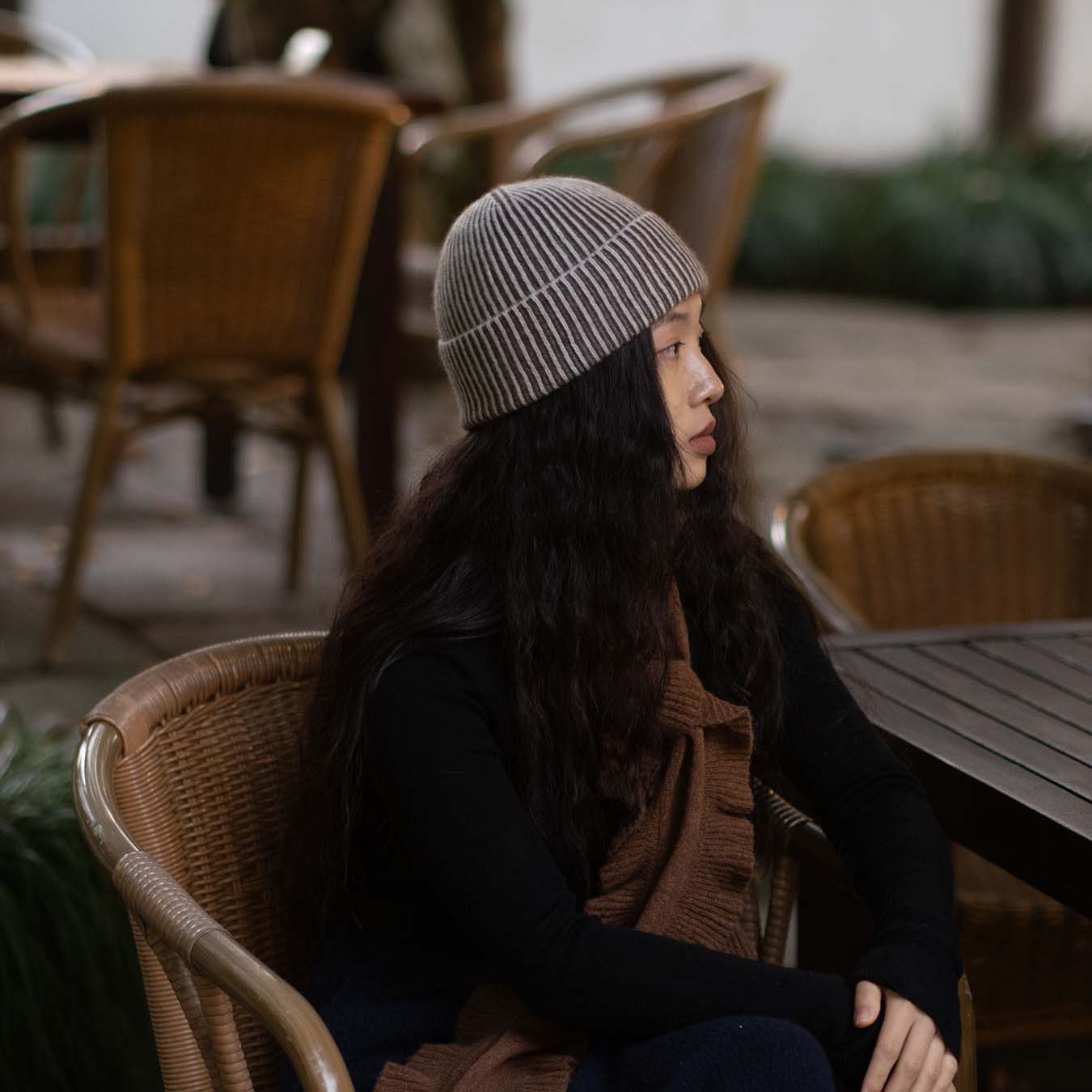 Ribbed Beanie - Brown