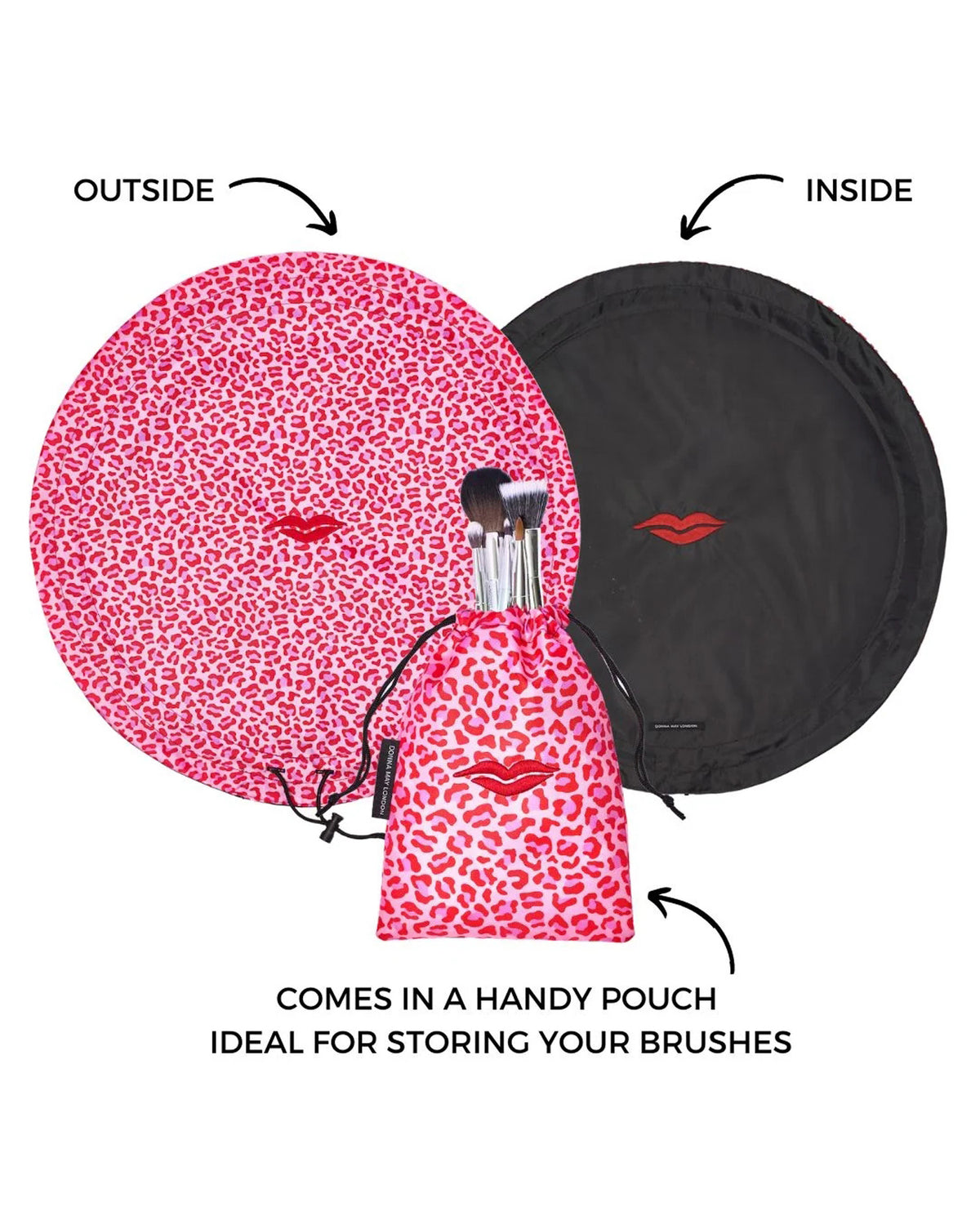 Open Flat Make Up Bag - Red & Pink Leopard