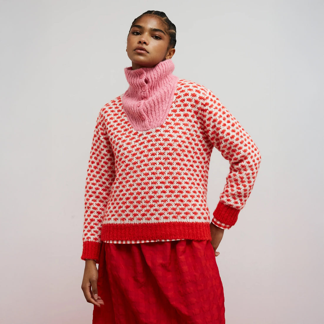 Optimist Button Neck Jumper - Pink