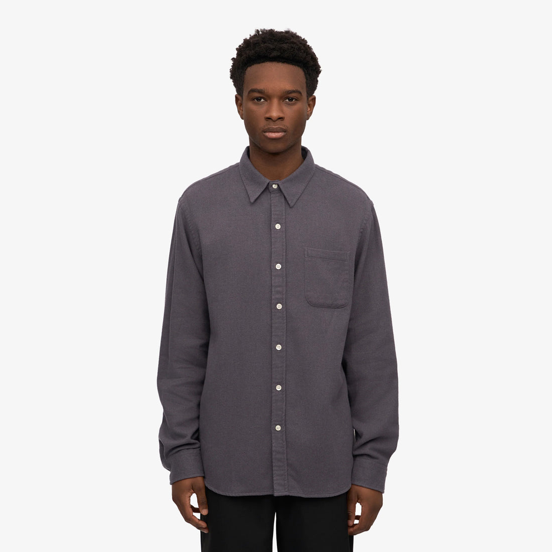 Organic Flannel Shirt - Lava Grey