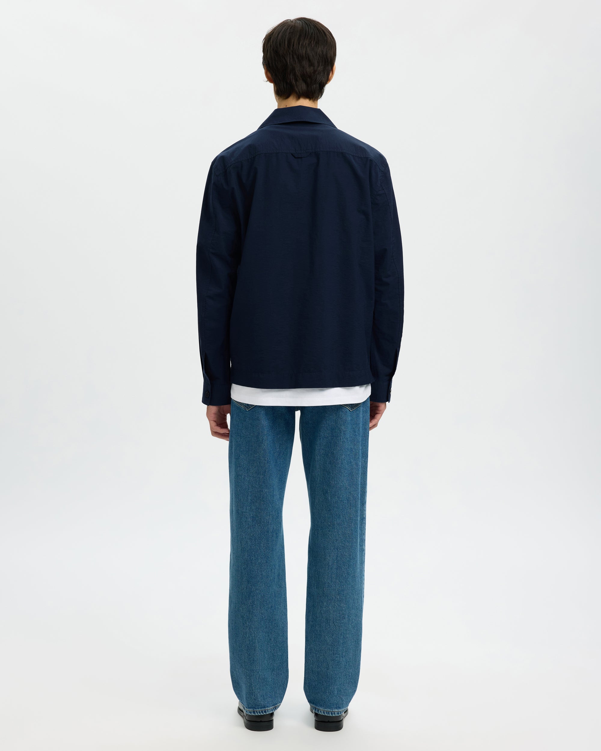 Otis Light Cotton Blend Overshirt - Sky Captain