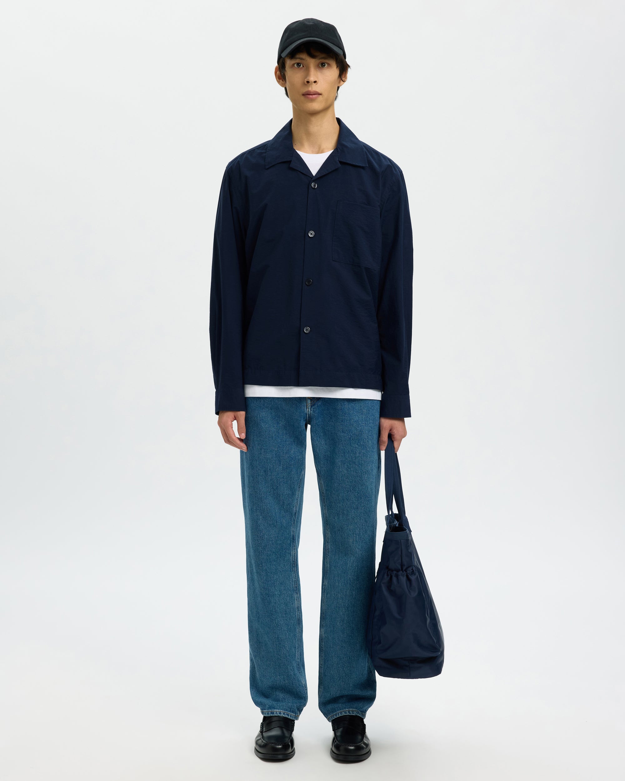 Otis Light Cotton Blend Overshirt - Sky Captain