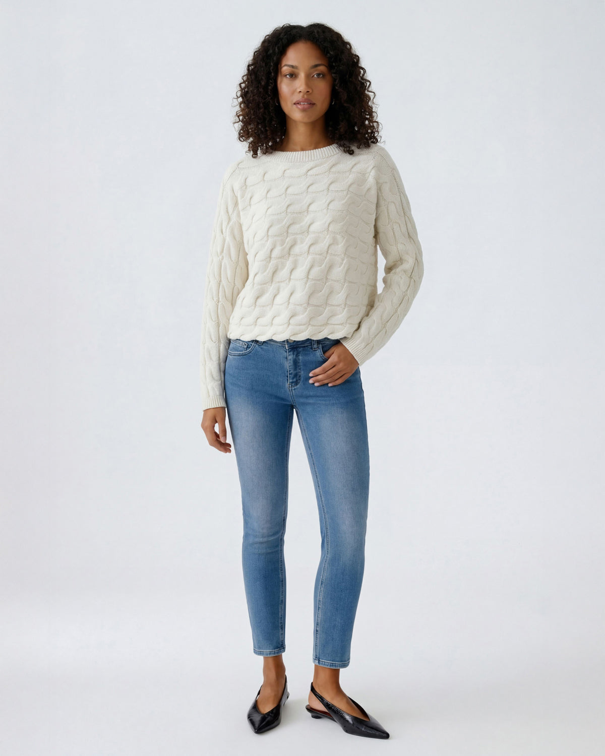 Cable Knit Jumper - Beige