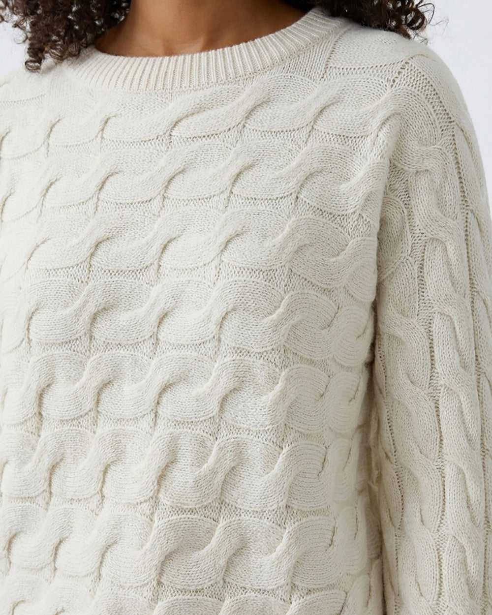 Cable Knit Jumper - Beige
