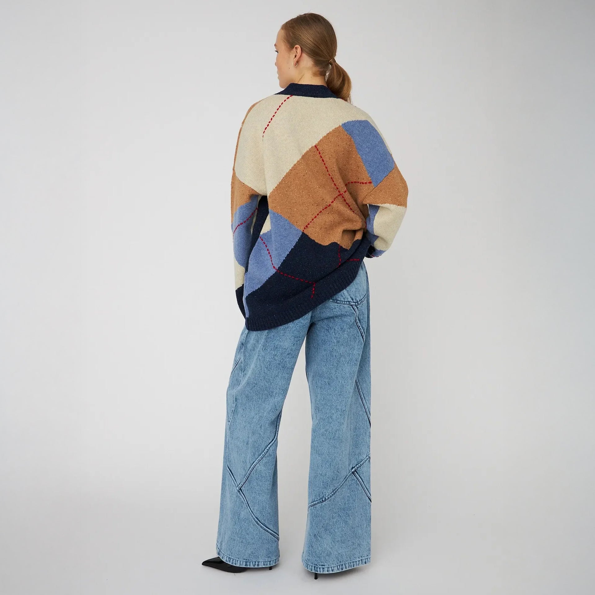 Oversized Cardigan In Wool Mix - Blue Sea