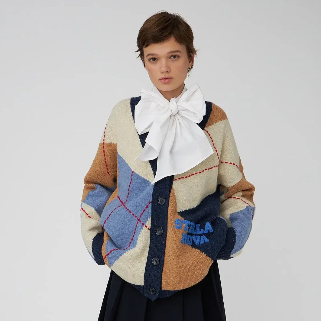 Oversized Cardigan In Wool Mix - Blue Sea