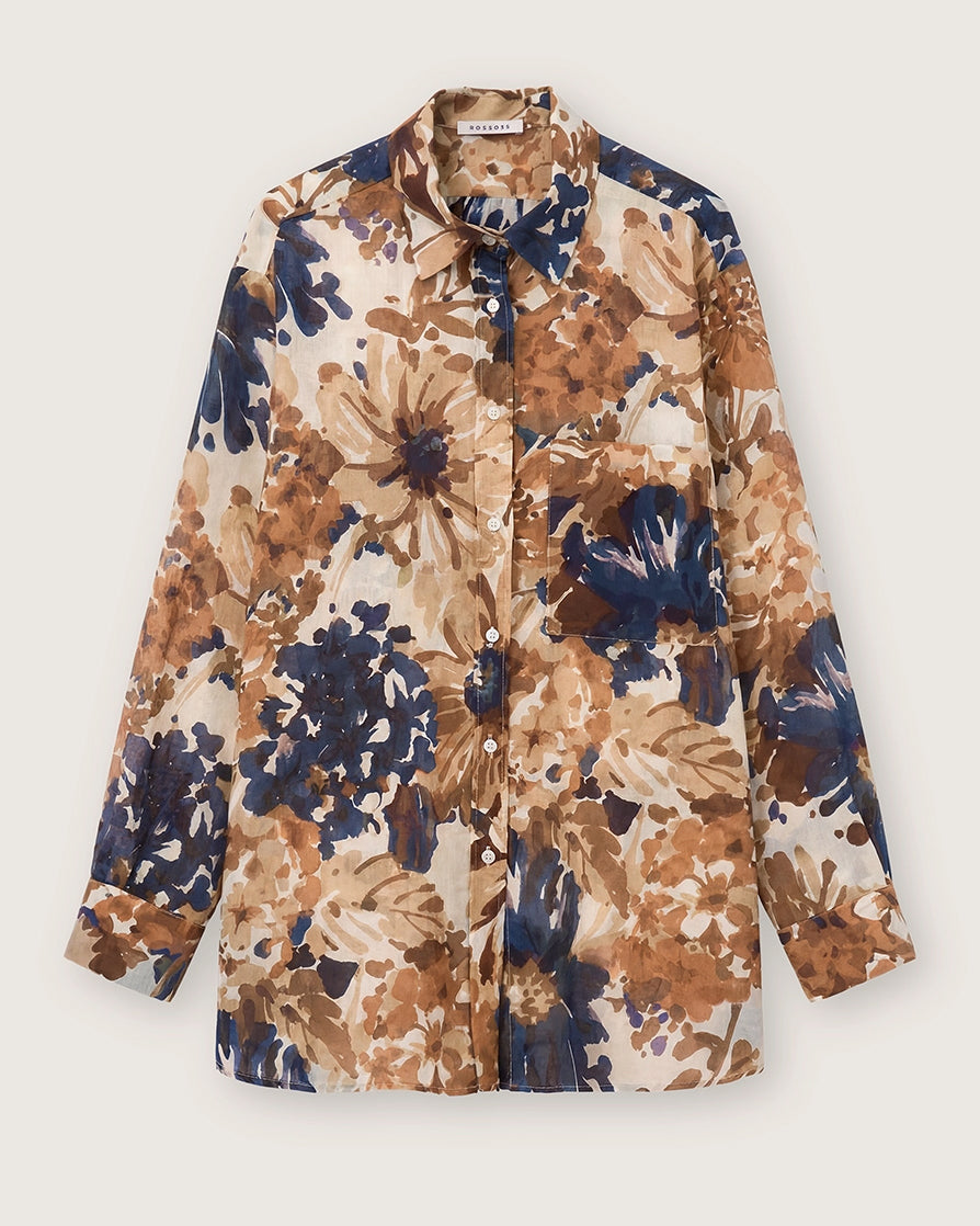 Flower Print Shirt - Navy