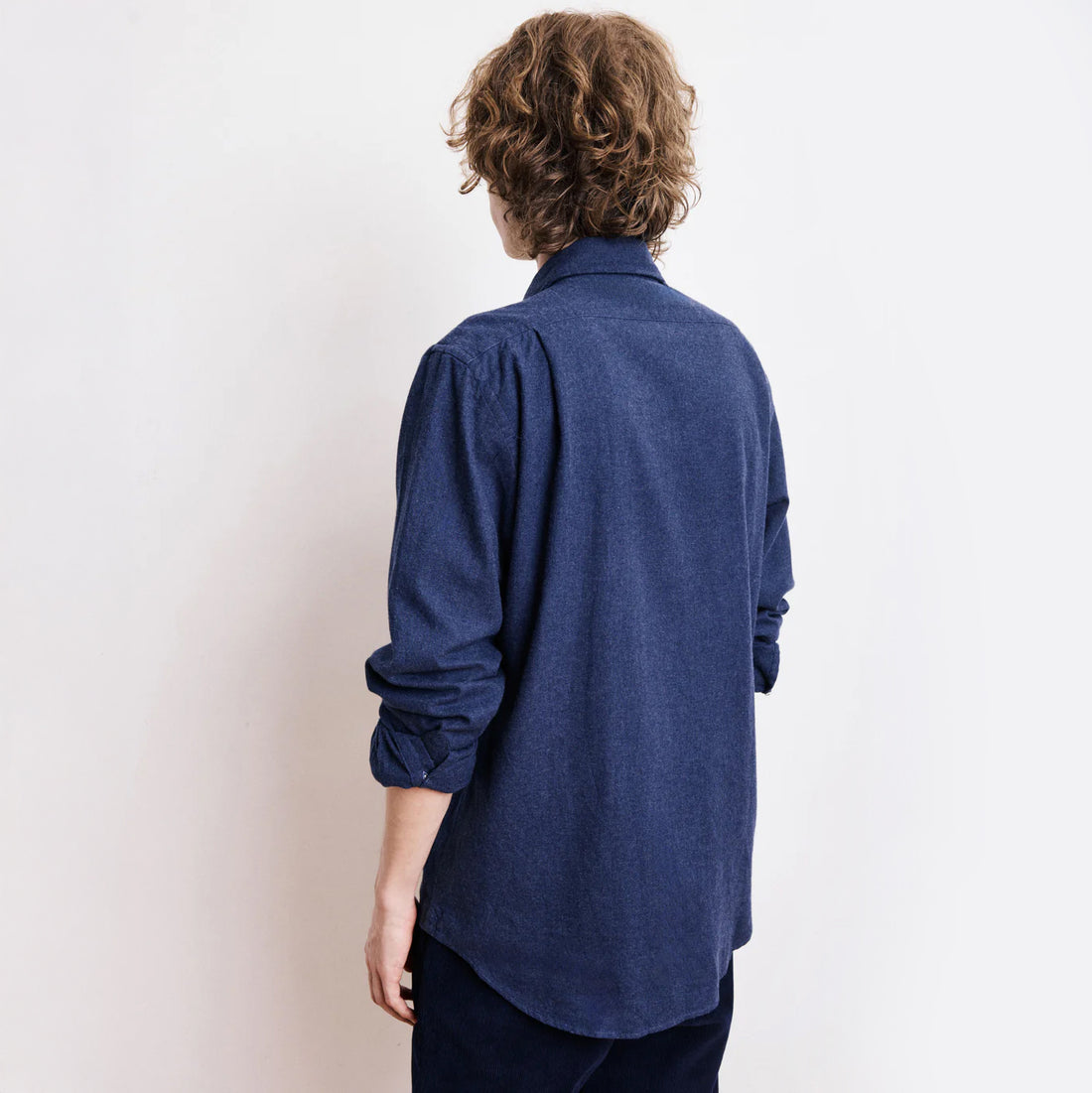 Paul Brushed Cotton Shirt - Navy