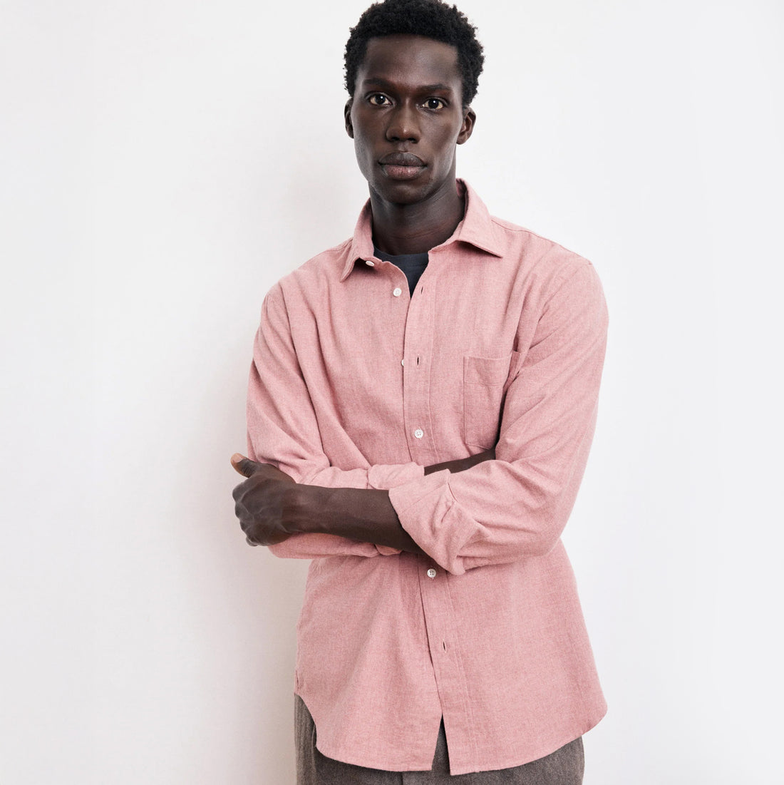 Paul Brushed Cotton Shirt - Red