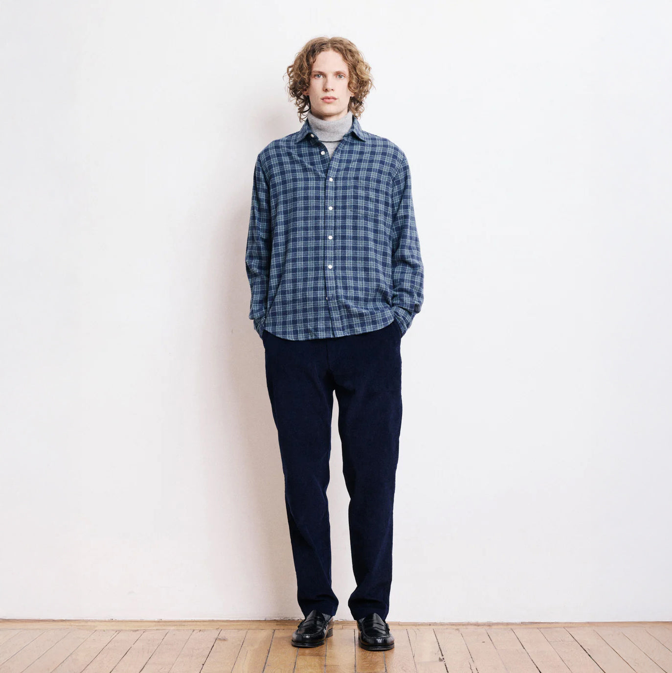 Paul Woven Check Shirt - Navy/Green