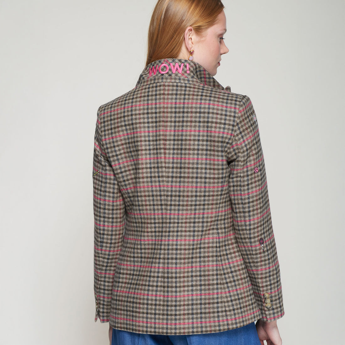 Pencil Tweed Blazer - Pink Check