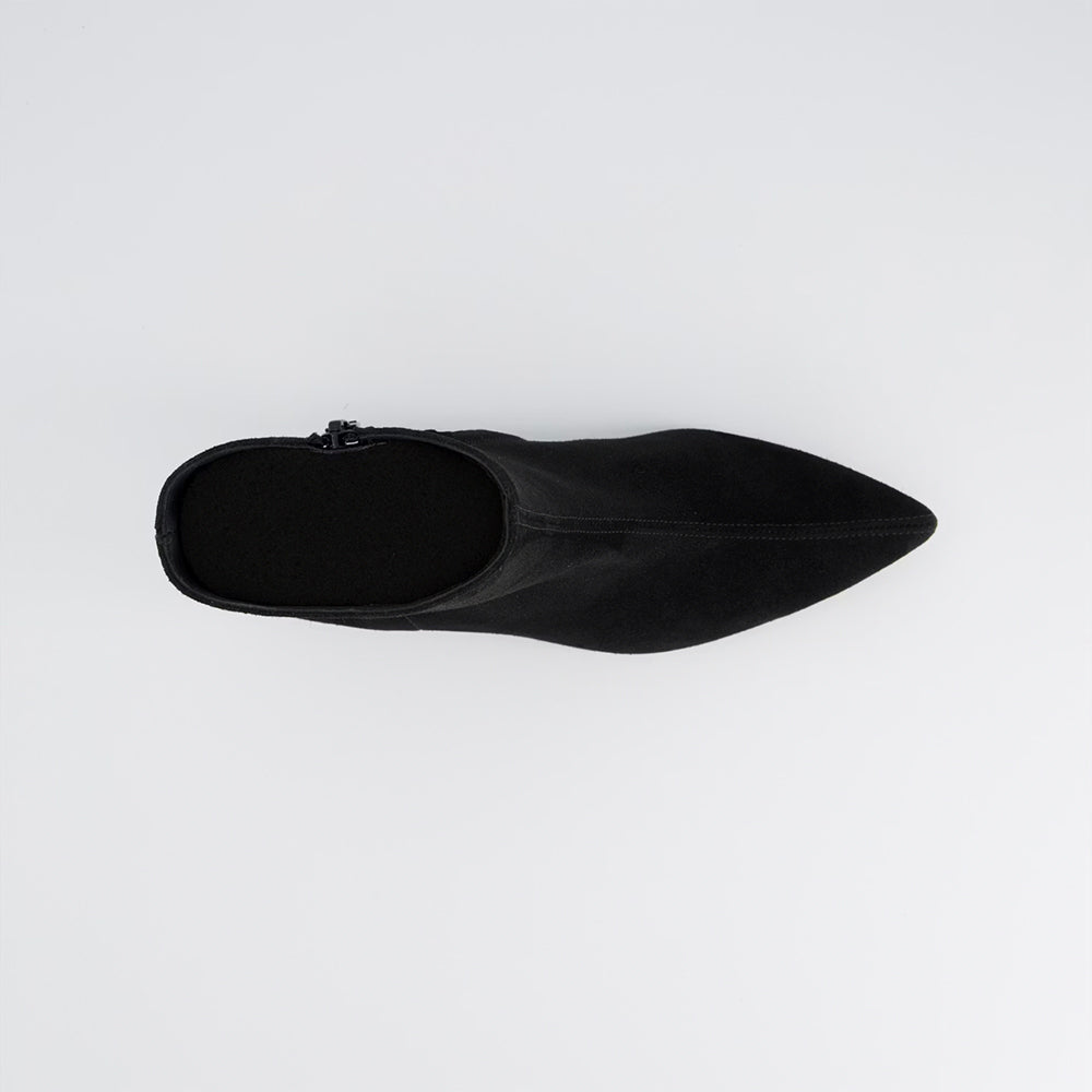Pointed Suede Boot - Black