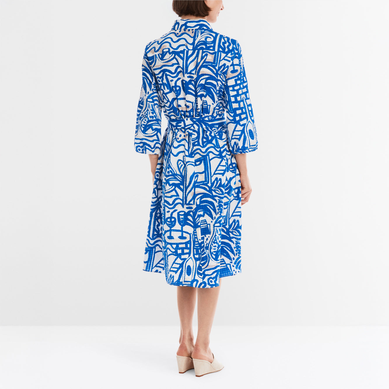 Print Shirt Dress - Vivid Blue
