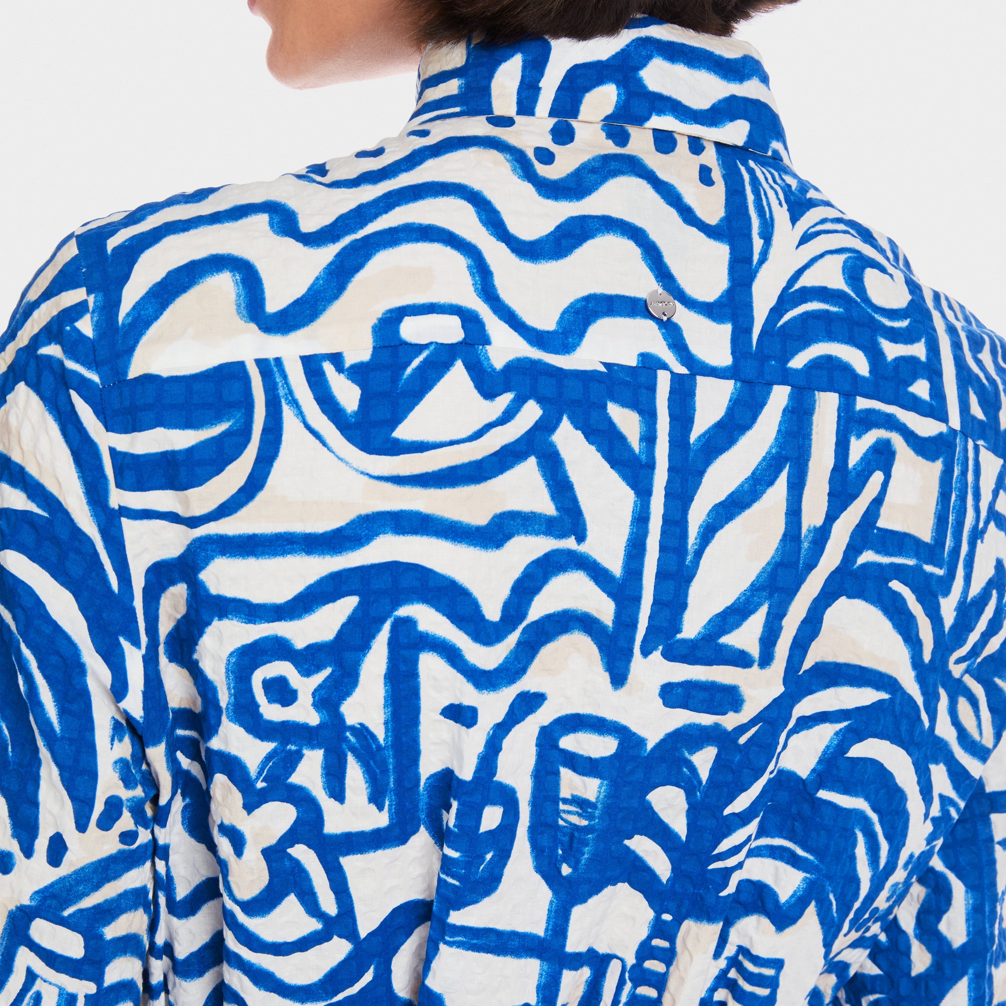 Print Shirt Dress - Vivid Blue