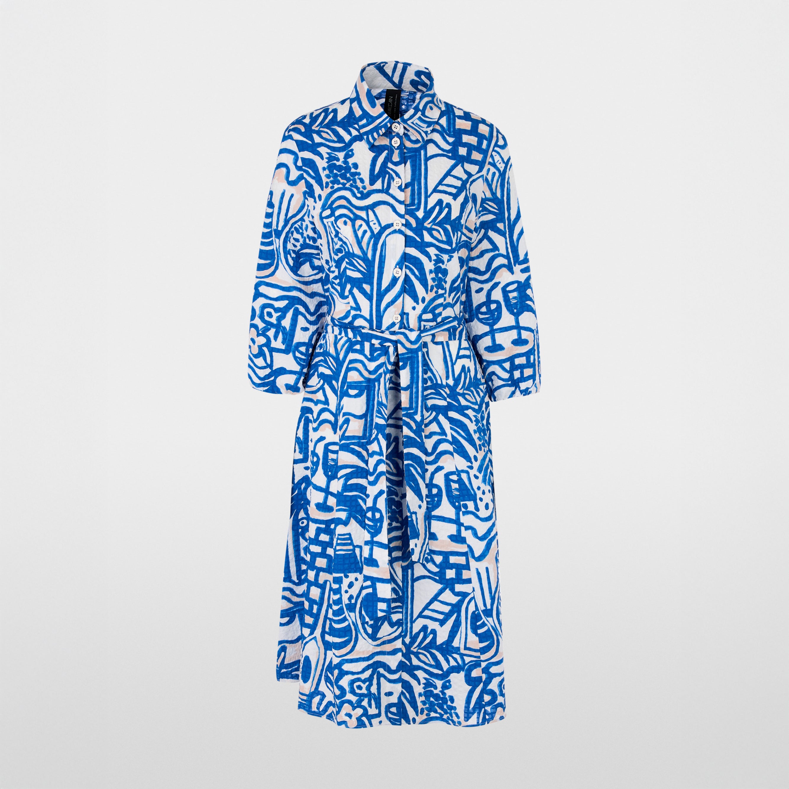 Print Shirt Dress - Vivid Blue