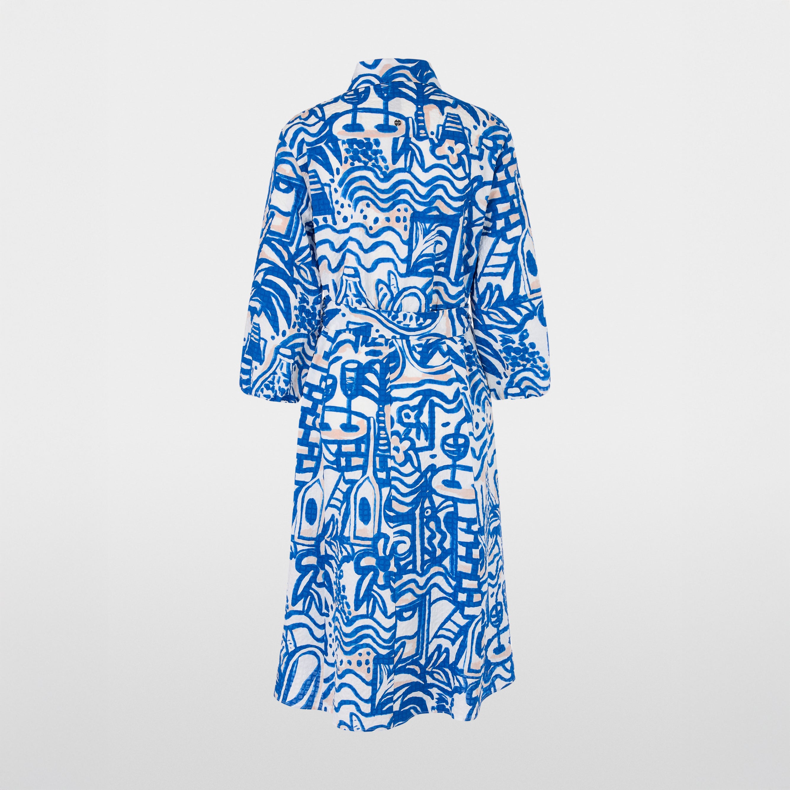 Print Shirt Dress - Vivid Blue